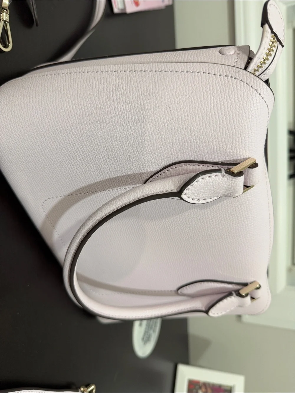 kate spade lavendsr Leather Satchel with Gold Hardware. Used one time. 10x5x7